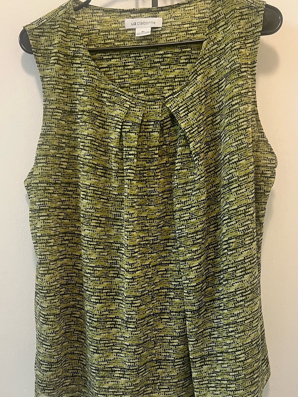 Liz Claiborne Lime Green Patterned Sleeveless Top